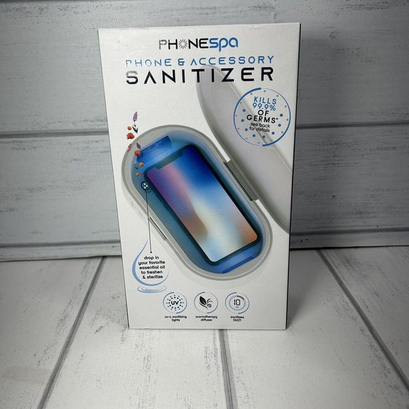 Phone Spa Phone & Accessory Sanitizer UV-C Light Disinfect Aromatherapy White - Picture 1 of 9